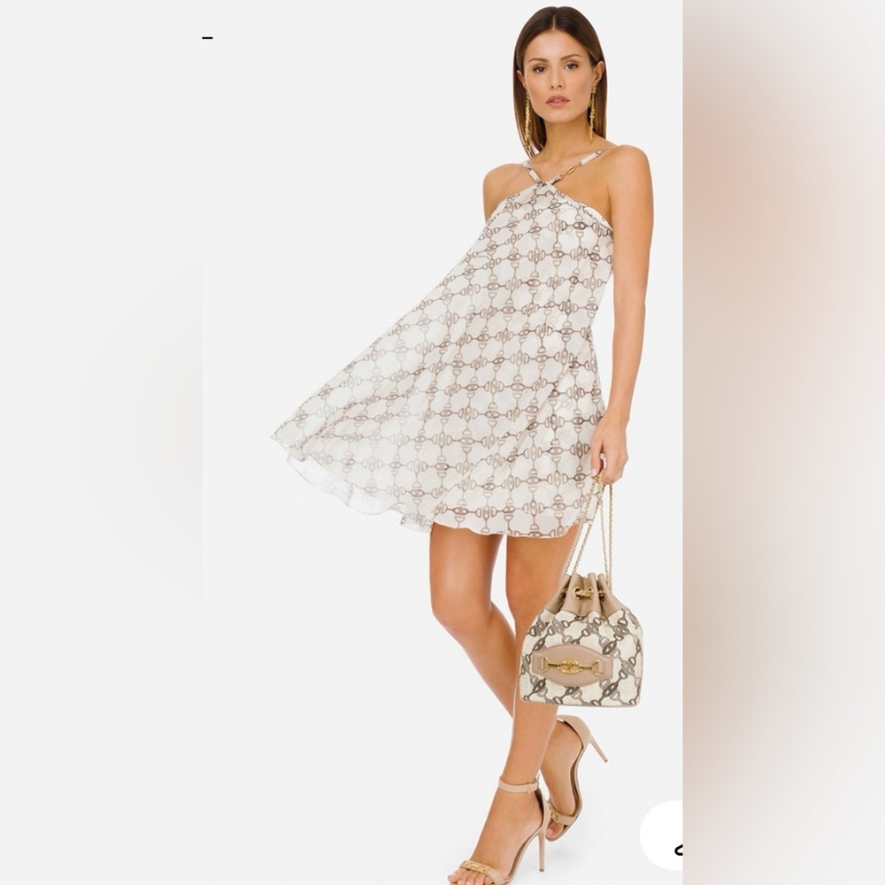 Elisabetta Franchi Abito Donna Halter Dress Ivory Print Size U.S 8 / IT 44 NWT